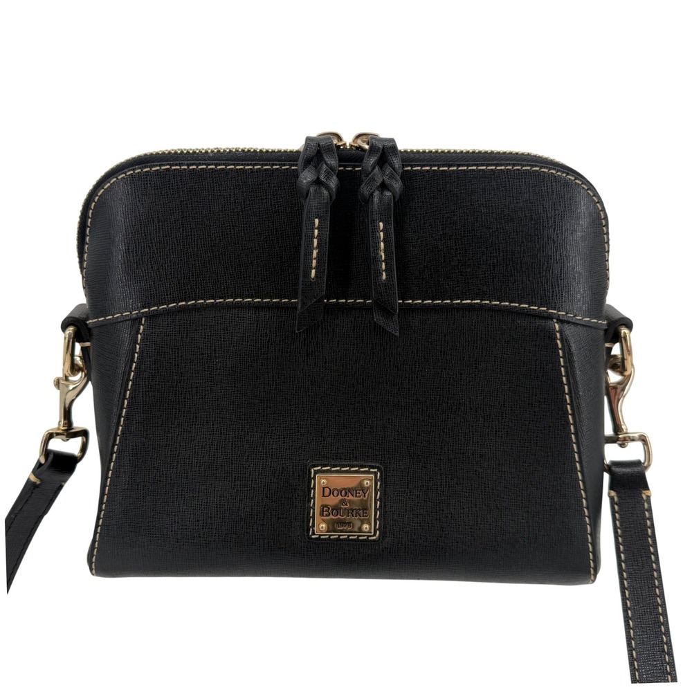 Dooney & Bourke Crossbody Bag Womens Small Black Saffiano Leather Dome Satchel